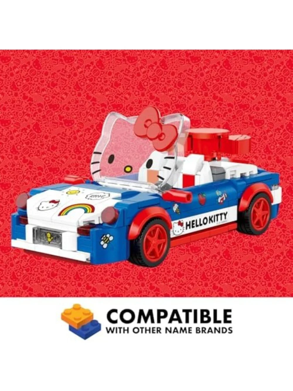 Hello Kitty Convertible Car Building Set - 294-Piece Colorful Brick Kit with